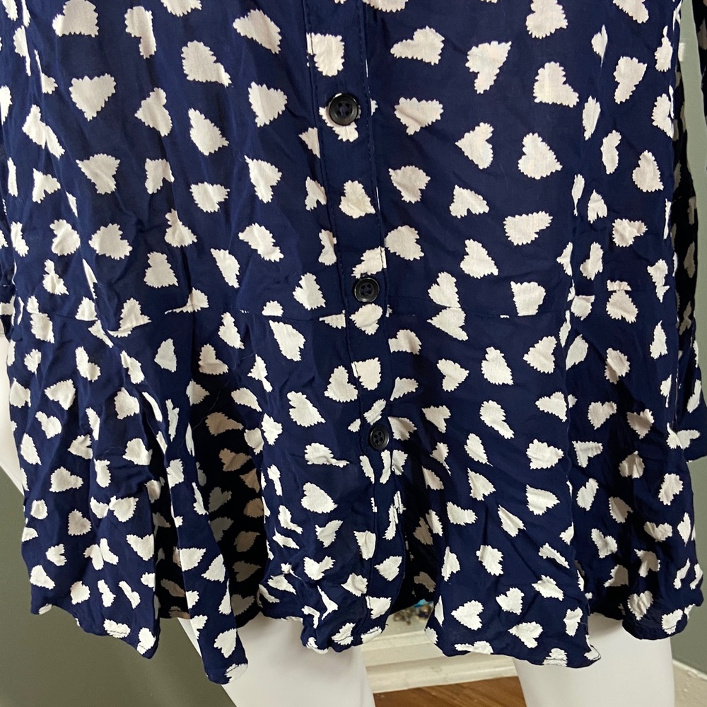11 1 Tylho Anthopologie Larkin Heart Print Shirt Tunic Mini Dress Blouse Top S - Picture 8 of 12